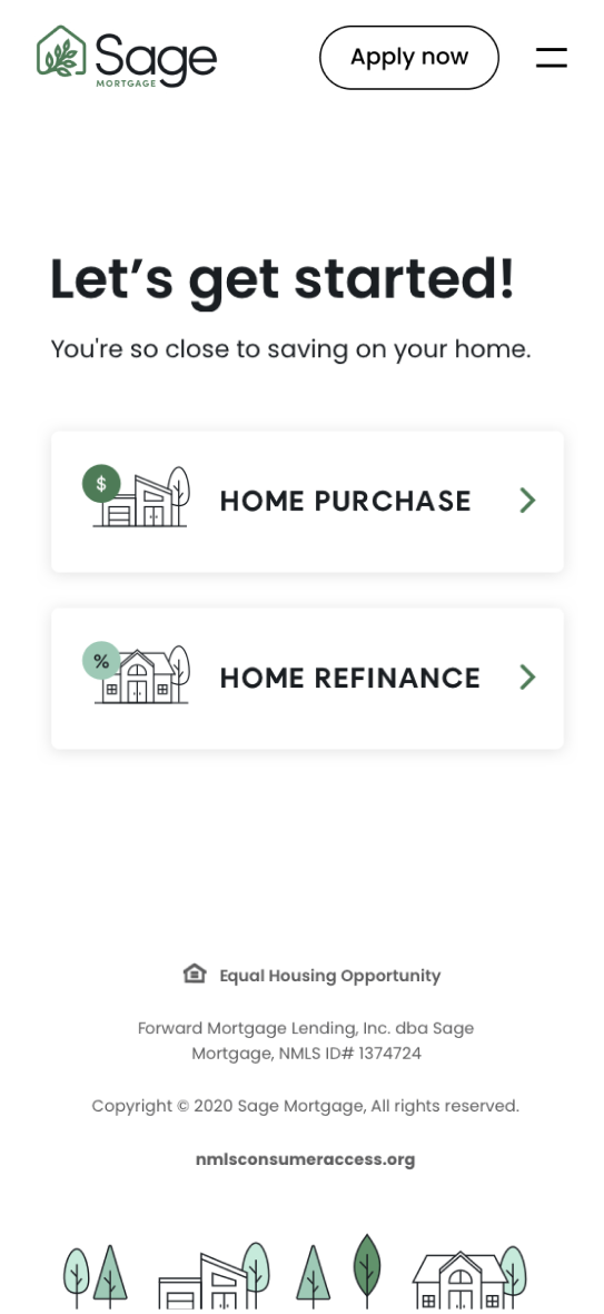 Mobile phone showing a Sage Mortgage screen